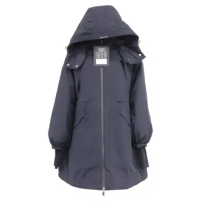 Pre-owned Herno Zip-up Hooded Parka Coat In Navy Blue Polyester