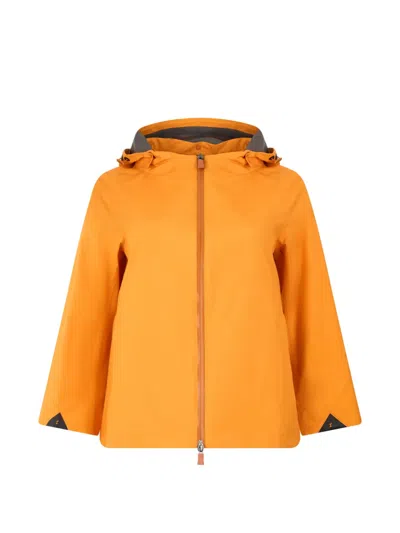 Herno Zip-up Hooded Waterproof Jacket In Orange
