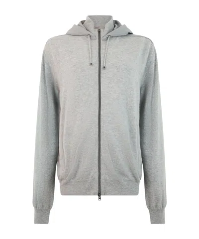 Herno Zip-up Cashmere Hoodie In Gray