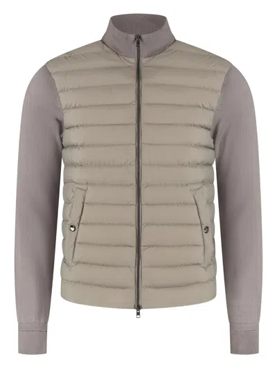 Herno Zip-up Padded-panel Cardigan In Neutral