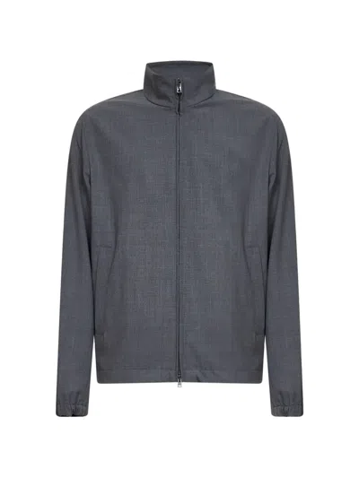 Herno Zip-up Stand-collar Jacket In Gray