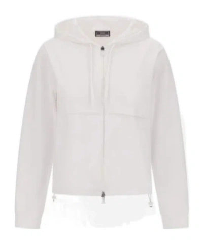 Herno Zip-up Windbreaker Hoodies In White