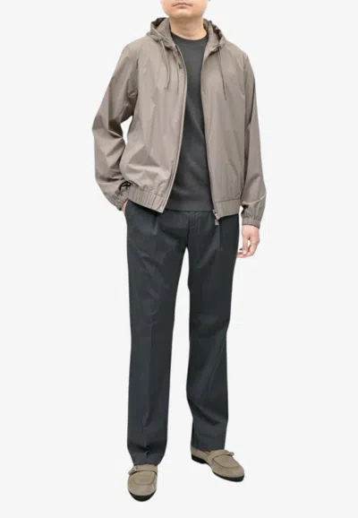 Herno Zip-up Windbreaker Jacket In Gray