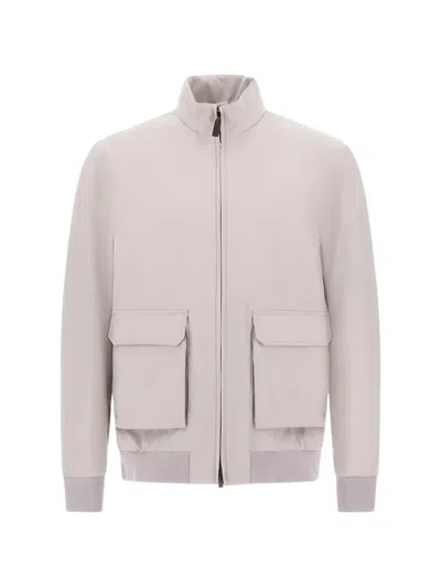 Herno Zip-up Wool Bomber Jacket In Neutral