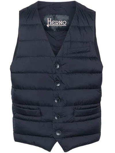 Herno Zipped Gilet Jacket In Blue