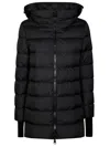 Herno Medium-length Down Jacket With Removable Hood And Wool Sleeves In Black
