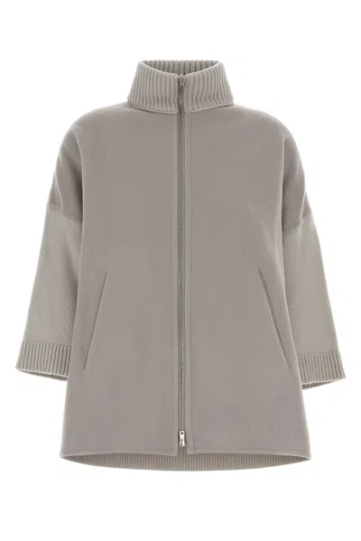 Herno -style Wool Flannel And Knit Cardigan For Women In Grey