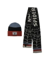 HEROES & VILLAINS MEN'S AND WOMEN'S HEROES & VILLAINS BLACK SPIDER-MAN SCARF & CUFFED KNIT HAT SET
