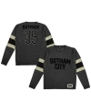 HEROES & VILLAINS MEN'S HEROES & VILLAINS GRAY BATMAN GOTHAM CITY VARSITY SWEATER