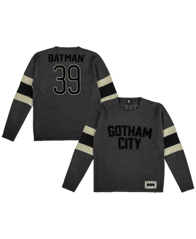 Heroes & Villains Men's  Gray Batman Gotham City Varsity Sweater