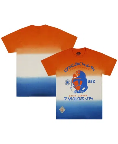 Heroes & Villains Unisex Orange/blue Star Wars Ahsoka 332nd Company Colorblock T-shirt In Orange,blue