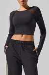 Heroine Sport Alba Mesh Crop Top In Black