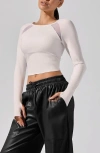 Heroine Sport Alba Mesh Crop Top In Neutral
