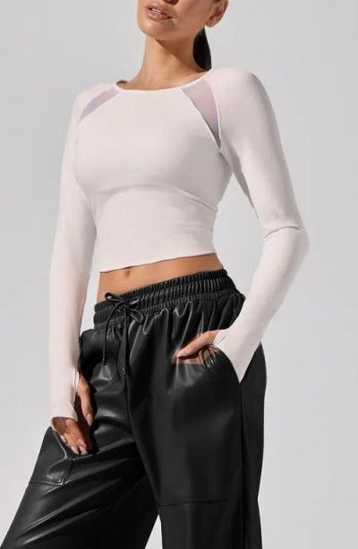 Heroine Sport Alba Mesh Crop Top In Neutral