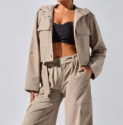 Heroine Sport Ava Cropped Lightweight Performance Jacket In Beige In Gray