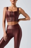 Heroine Sport Celine Crop Camisole In Brown