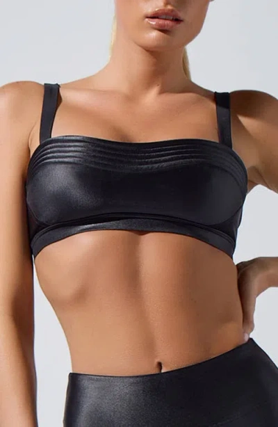 Heroine Sport Celine Metallic Sports Bra In Black