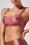 Heroine Sport Celine Metallic Sports Bra In Pink