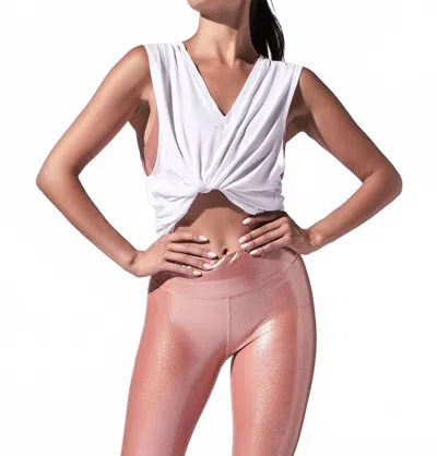 Heroine Sport Deep V-neck Tank Top In White In Gray