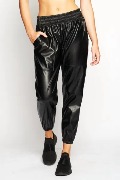 Heroine Sport Downtown Vegan Leather Jogger In Black Leather