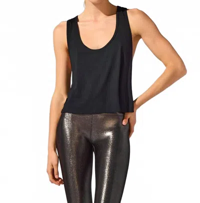 Heroine Sport Flare Tank Top In Black In Blue