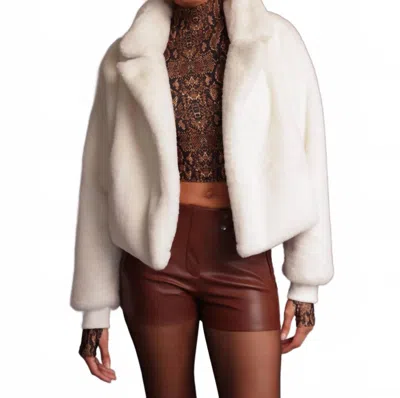 Heroine Sport Fur Blazer Jacket In Ivory In Multi
