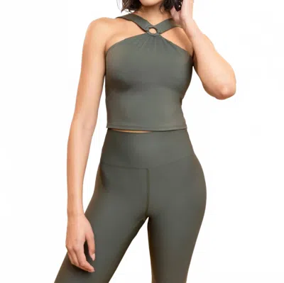 Heroine Sport Halter Neck Active O-tank Top In Sage In Gray
