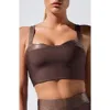 Heroine Sport Lina Metallic Trim Longline Sports Bra In Brown