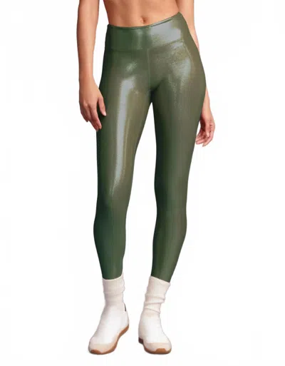 Heroine Sport Marvel Metallic Performance Legging In Army Glow In Green