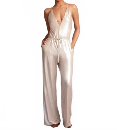 Heroine Sport Mercury Metallic Jumpsuit In Gold Stone