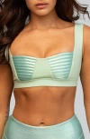 Heroine Sport Nova Metallic Inset Sports Bra In Green