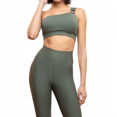 Heroine Sport O-bra One-shoulder Sports Bra In Sage In Green