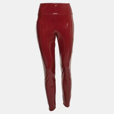 Heroine Sport Red Faux Leather Blade Leggings In Burgundy