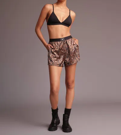 Heroine Sport Relaxed Fit Satin Boxer In Desert Python In Brown