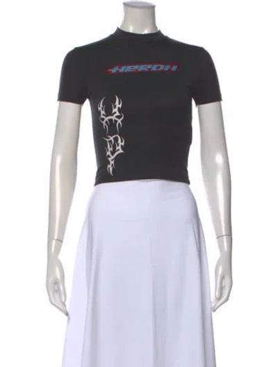 Pre-owned Heron Preston 2023 Graphic Print Crop Top In Grey