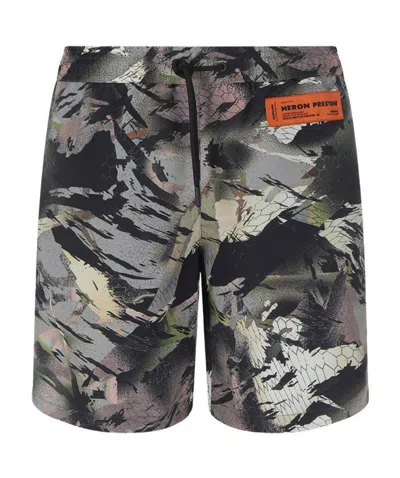 Heron Preston Abstract-print Swim Shorts In Black