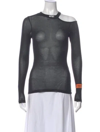 Pre-owned Heron Preston Asymmetrical Long Sleeve Top In Black