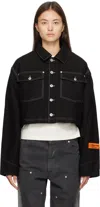 Heron Preston Short Button Cotton Jacket In Black