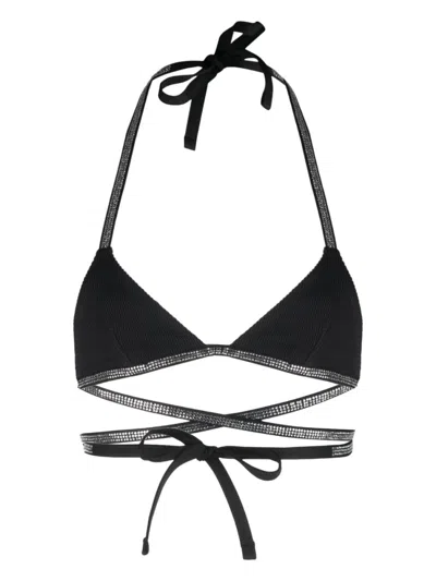 HERON PRESTON BLACK GLITTER BIKINI TOP