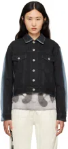 Heron Preston Black Gradient Regular Denim Jacket In Black Blue Gradien