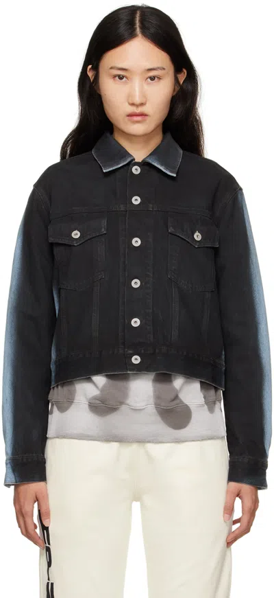 Heron Preston Black Gradient Regular Denim Jacket In Black Blue Gradien