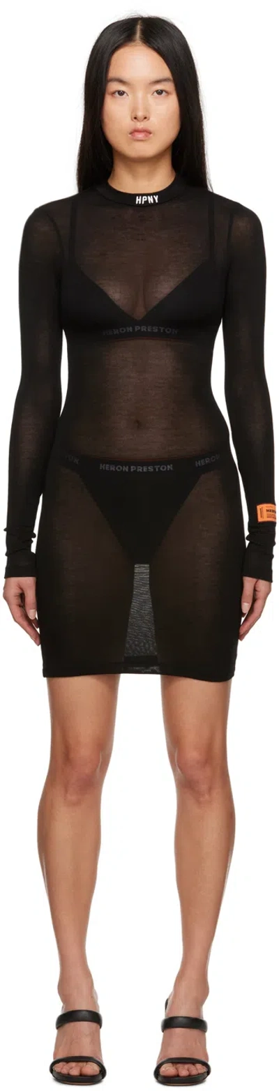 Heron Preston Black 'hpny' Minidress In Black White