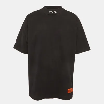 Pre-owned Heron Preston Black Jersey Crewneck T-shirt L