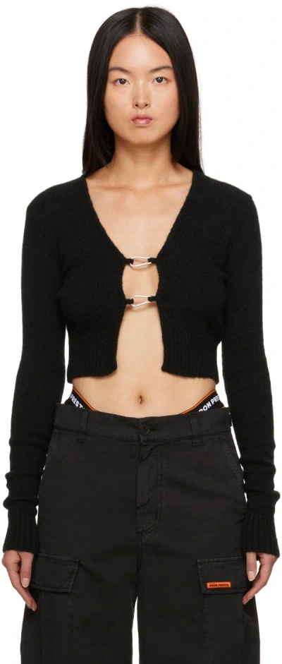 HERON PRESTON BLACK LANYARD CLASP CARDIGAN
