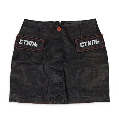 Heron Preston Black Leather Mini Skirt