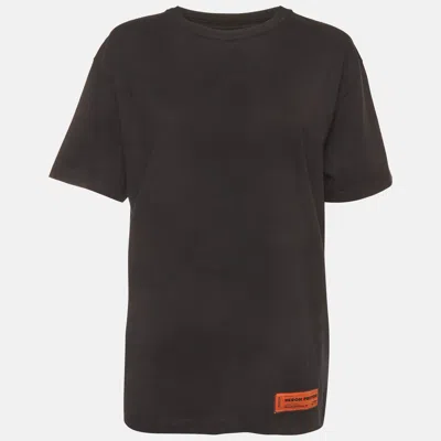 Pre-owned Heron Preston Black Logo Applique Jersey Crewneck T-shirt L