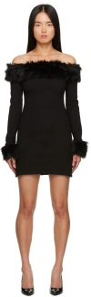 Heron Preston Fur-trimmed Strapless Mini Dress In Black