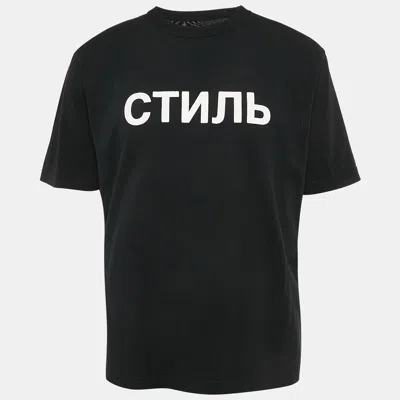 Pre-owned Heron Preston Black Printed Cotton Crew Neck T-shirt M