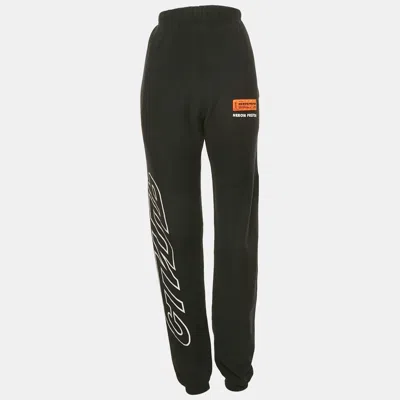 Pre-owned Heron Preston Black Printed Cotton Jersey Sweatpants L