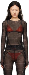Heron Preston Semi-sheer Long-sleeve Top In Black No Color